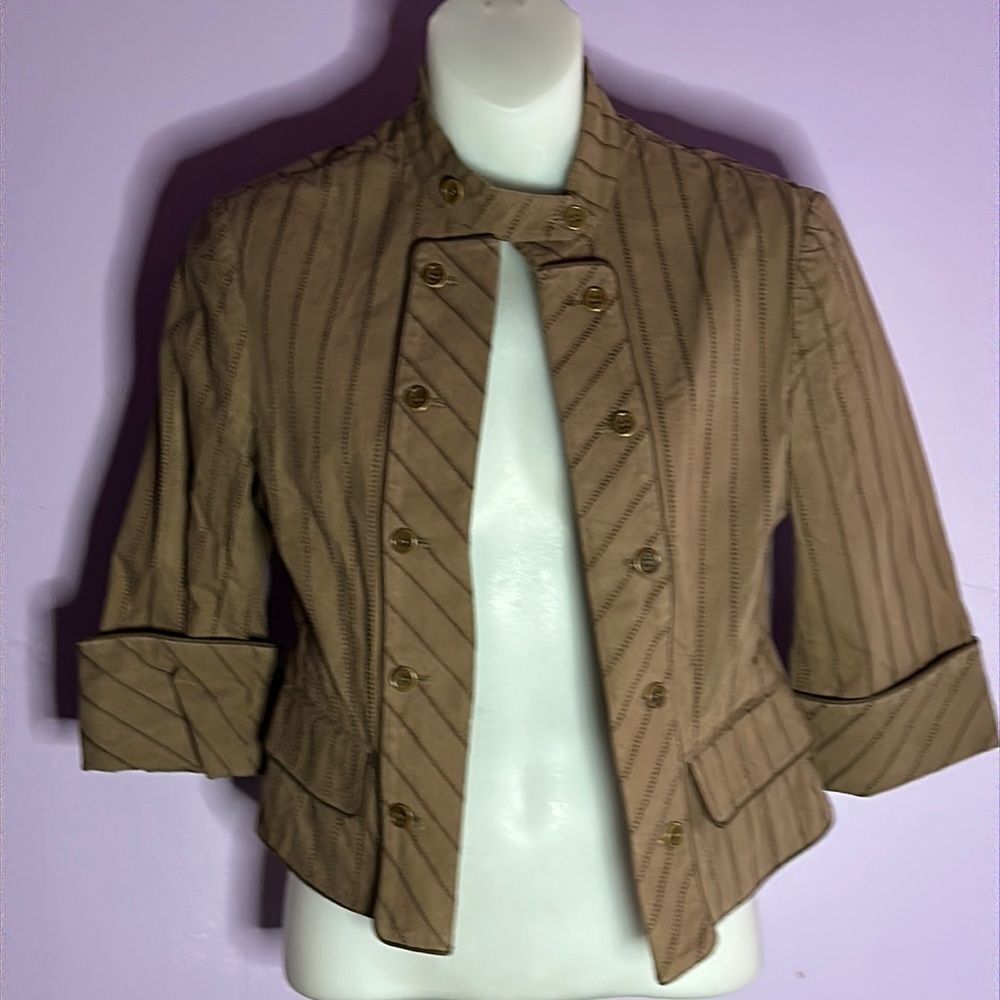 BCBGMAXAZRIA XS Brown Jacket Structured Blazer Style Button Placket